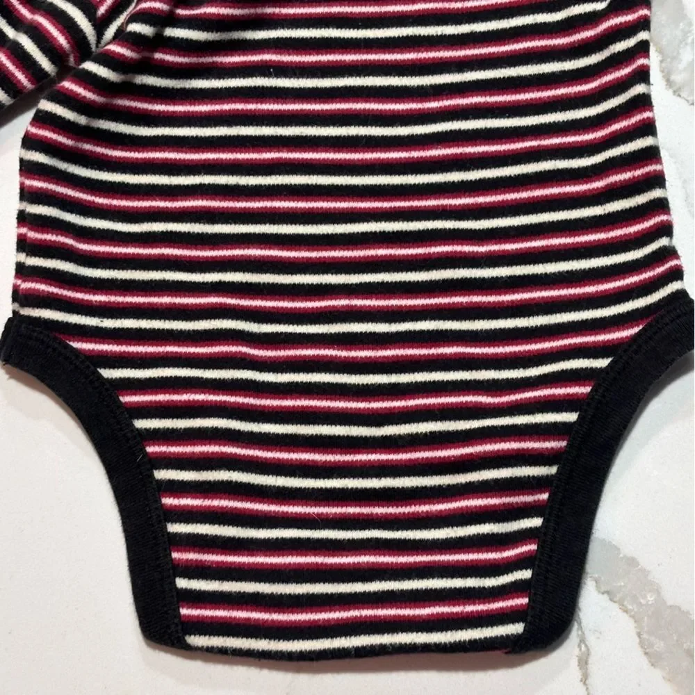 The Children’s Place | Unisex Boys Girls Red Black Striped Turtleneck Size 6-9M